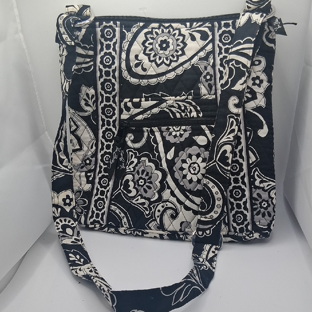 Vera Bradley Black & White Quilted Floral Shoulder Bag